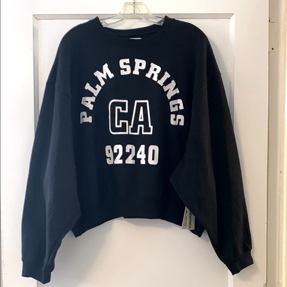 Tops - DROP SHOULDER Black Palm Springs Sweatshirt OVERSIZED